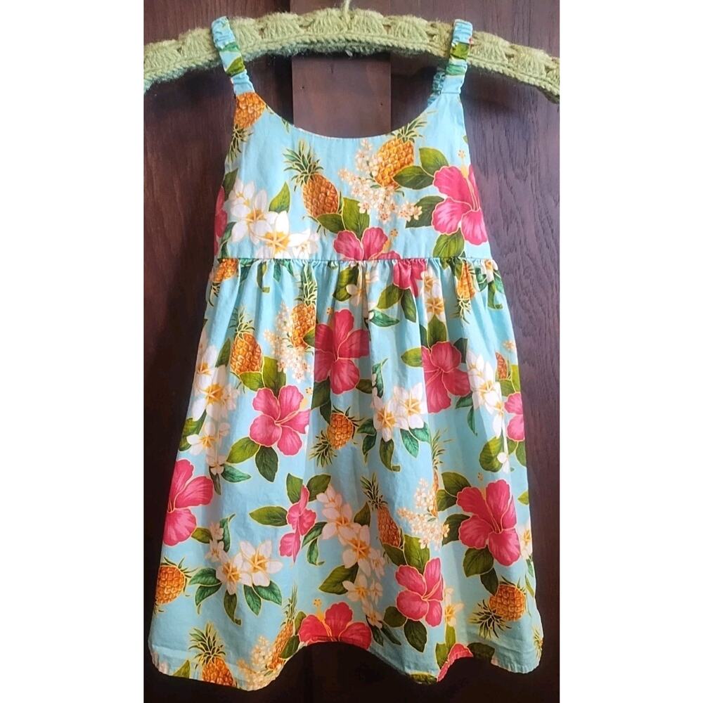 Vintage Tropical Girls 5-6 Hawaiian Dress Hawaii Station Cotton Floral Sundress